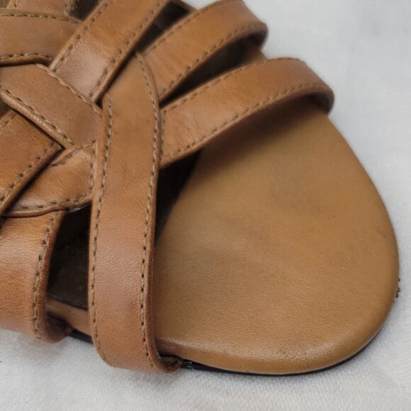 Naturalizer Leather Sandals Natural Soul sz 8 Caramel Shoes slingback Pelican - Picture 9 of 13